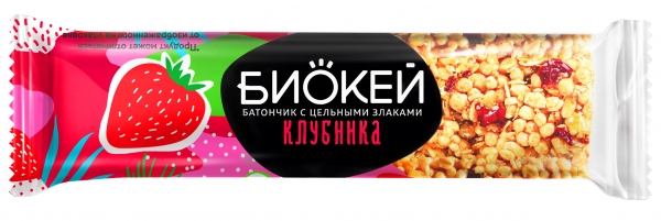 БИОКЕЙ Батончик с клубникой и цельными злаками КФ «Алтай» БИОКЕЙ Батончик с клубникой и цельными злаками, 25 г